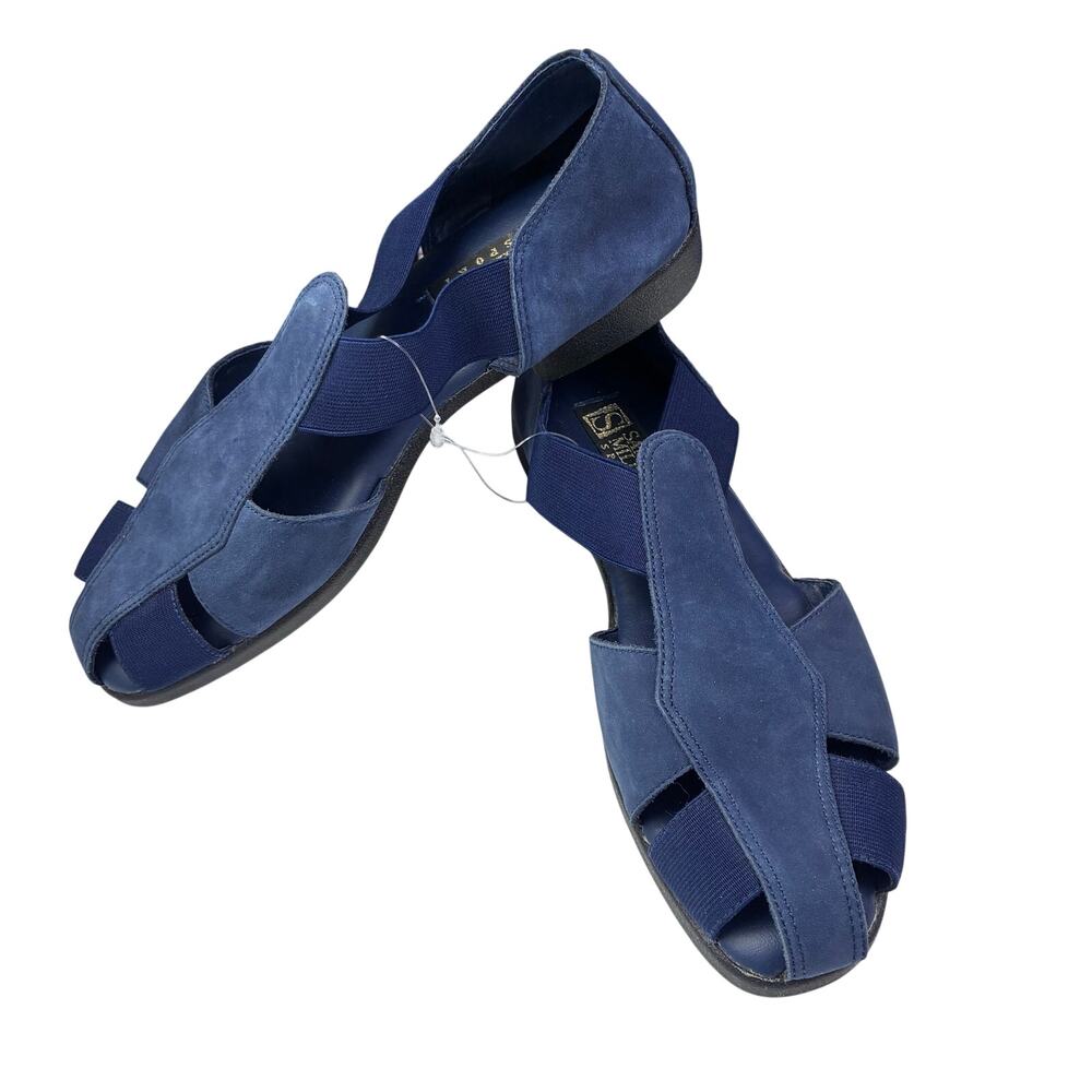 Vintage Sandra Miller Leather Fisherman Sandals Women’s 9 Navy Blue Minimalist
